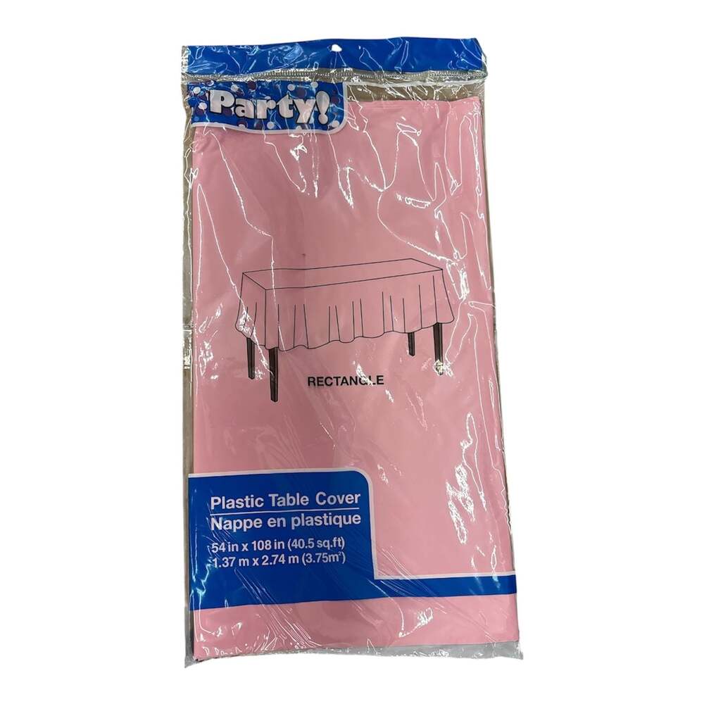 Party! Pink Plastic Rectangle Table Cover 54 in x 108 in